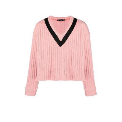 pink cable-knit sweater by AV VATTEV
