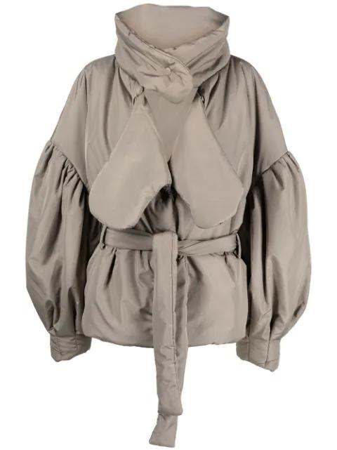 tie-fastening puffer jacket by AVAVAV