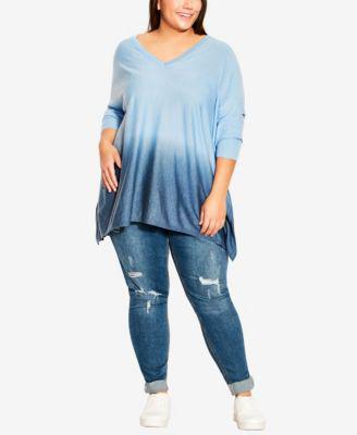 Plus Size Mayfair V-Neck 3/4 Sleeve Sweater by AVENUE