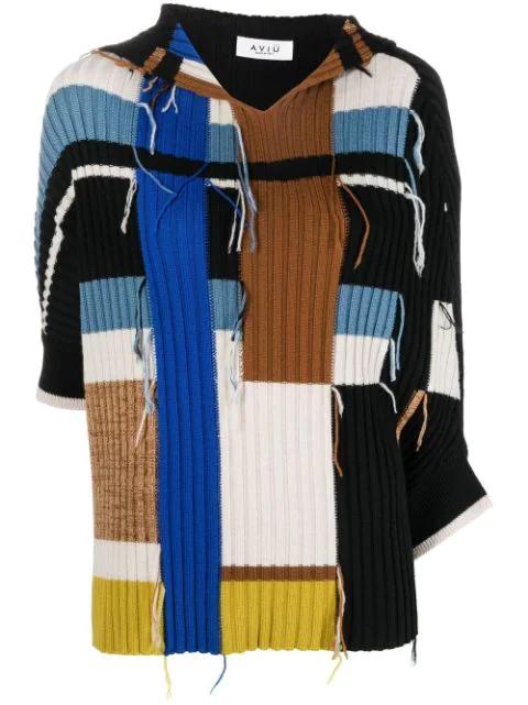 asymmetrical patchwork-knit jumper by AVIU