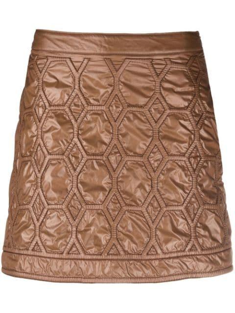 geometric-pattern faux leather skirt by AVIU