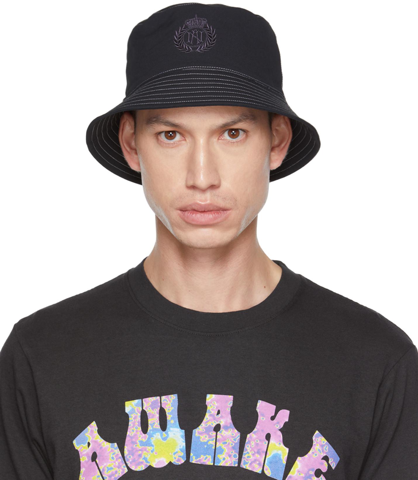 Black Embroidered Bucket Hat by AWAKE NY