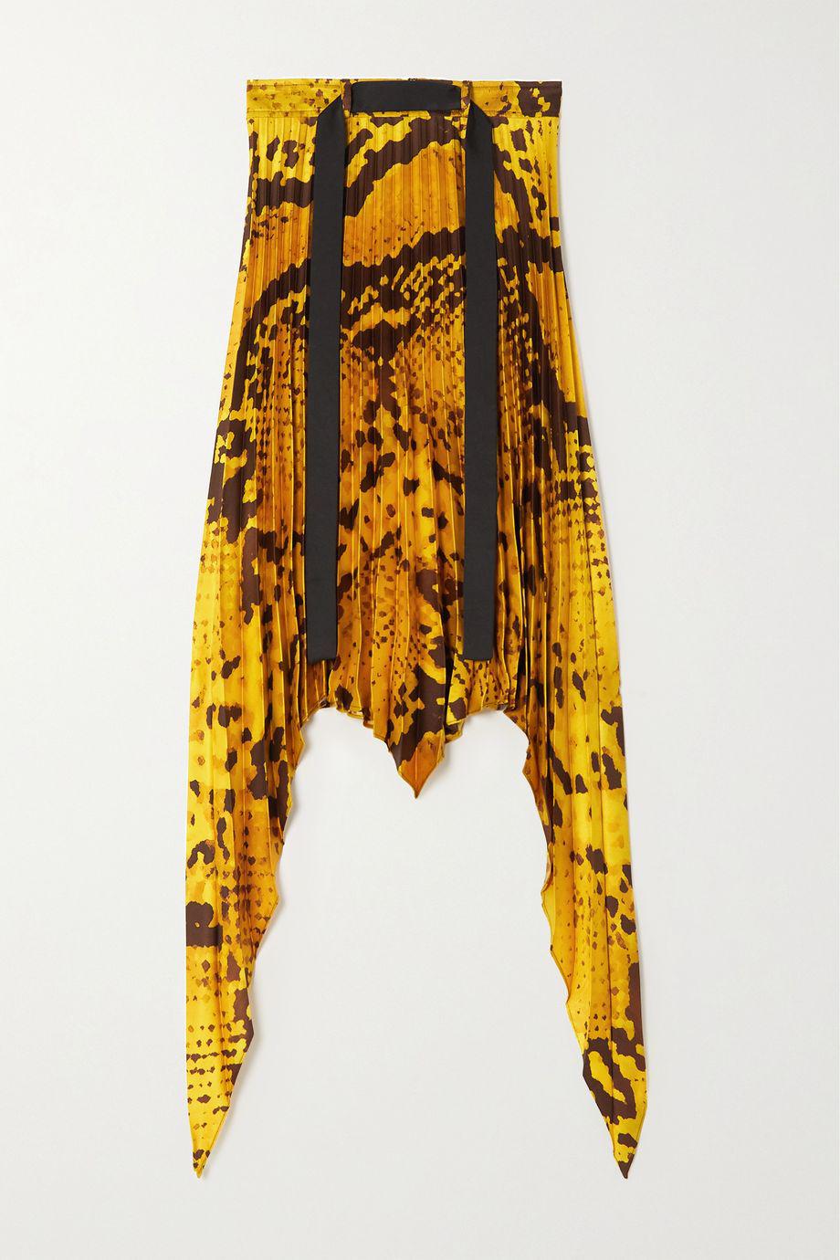 + Thebe Magugu asymmetric belted snake-print pleated recycled crepe midi skirt by AZ FACTORY