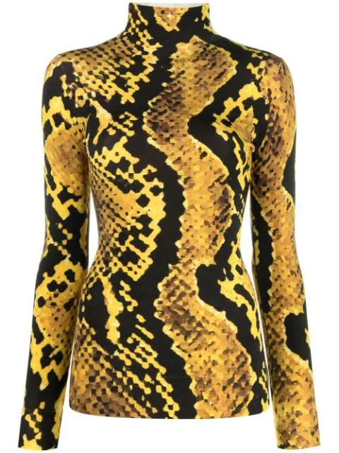 snake-print roll neck top by AZ FACTORY