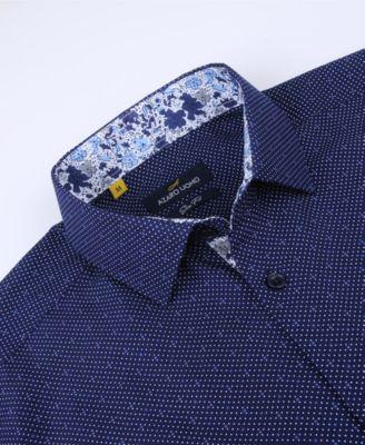 Men's Slim Fit Business Nautical Button Down Dress Shirt by AZARO UOMO