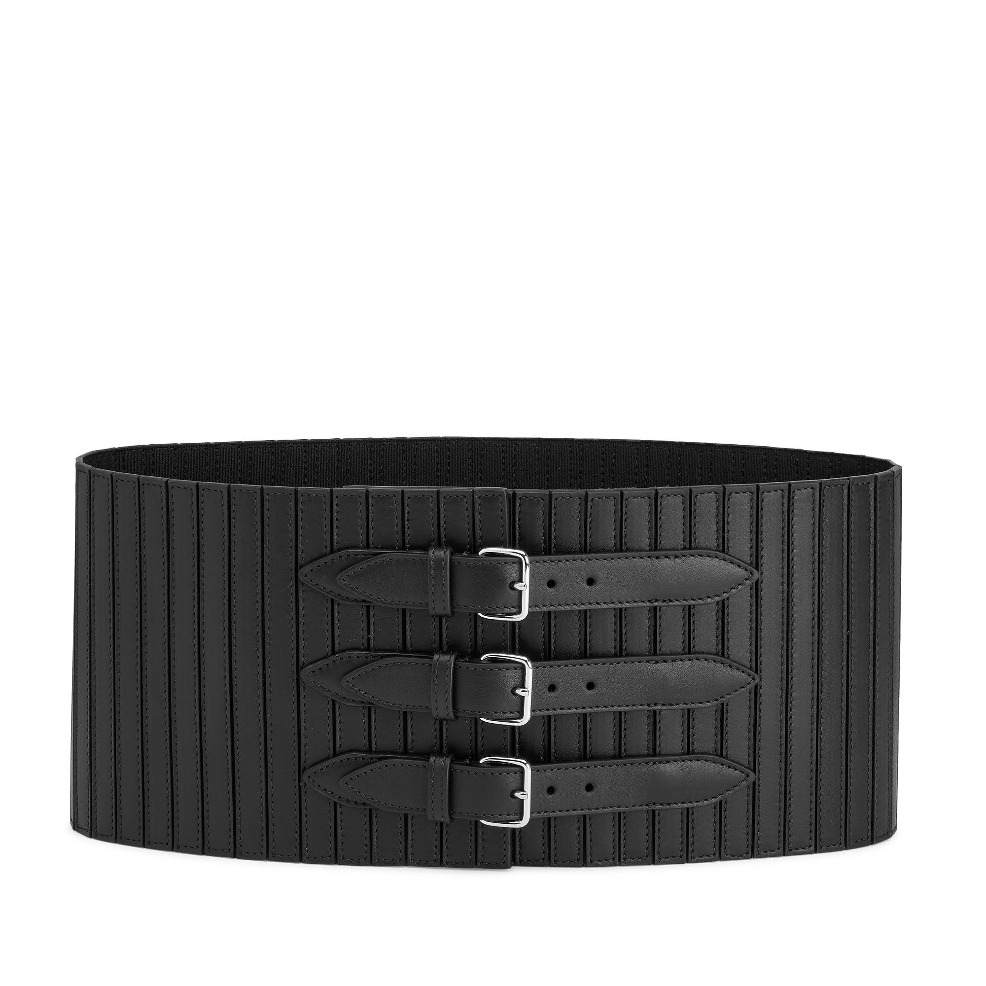 ALAÏA Ribbed Stretch Corset Belt (Black) by AZZEDINE ALAIA