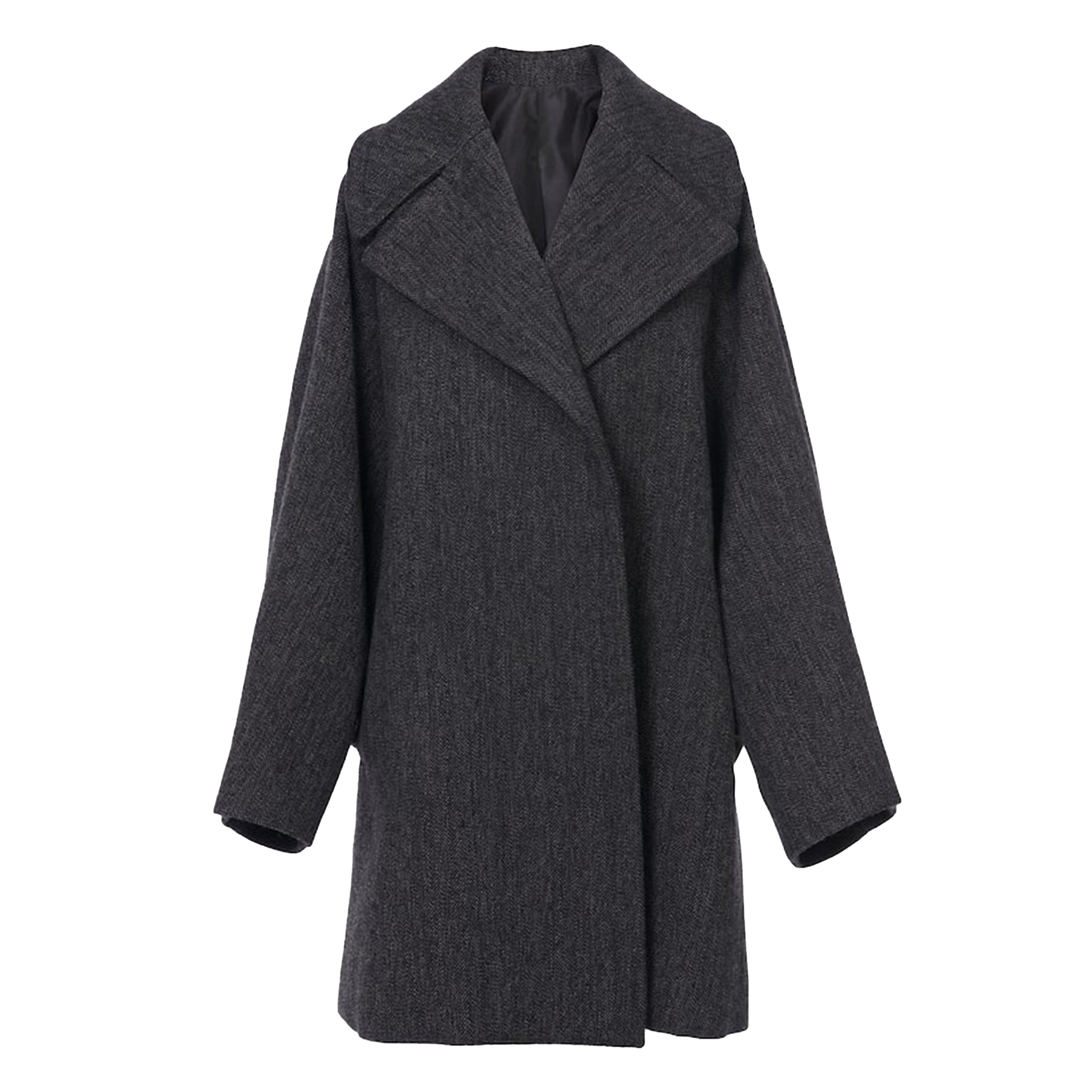 AlaÏa Oversized Belted Mid-Length Coat (Charcoal) by AZZEDINE ALAIA