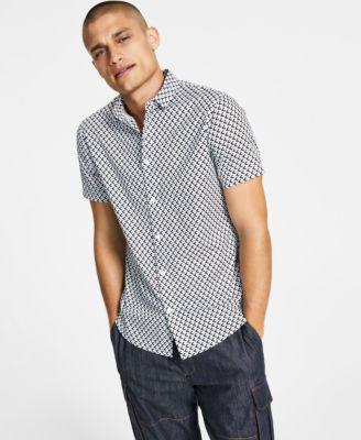 Men's Micro Print Button-Down Dress Shirt, created for Macy's by A|X ARMANI EXCHANGE