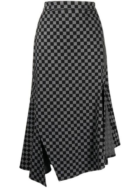 asymmetric checked midi skirt by B+AB