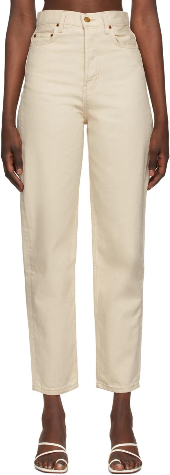 Beige Claude High Taper Jeans by B SIDES