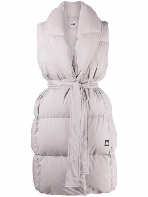 tied-waist feather-down padded gilet by BACON