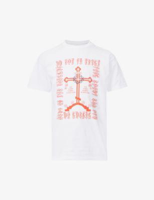 Byzantine Cross graphic-print cotton-jersey T-shirt by BADDEST SKATE SHOP