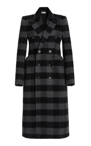 Hourglass Double-Breasted Plaid Wool Coat by BALENCIAGA