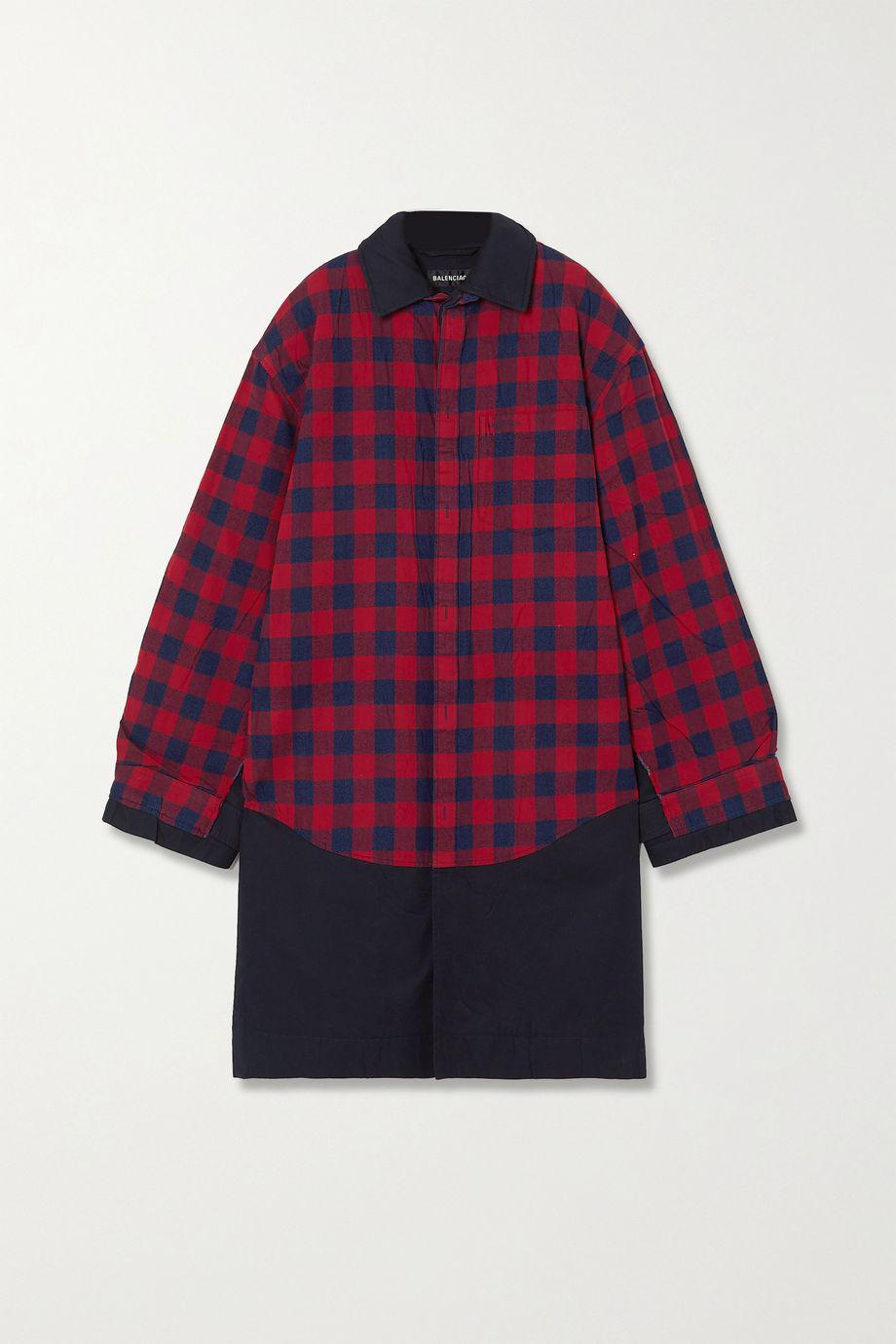 Oversized padded checked flannel and cotton-twill coat by BALENCIAGA