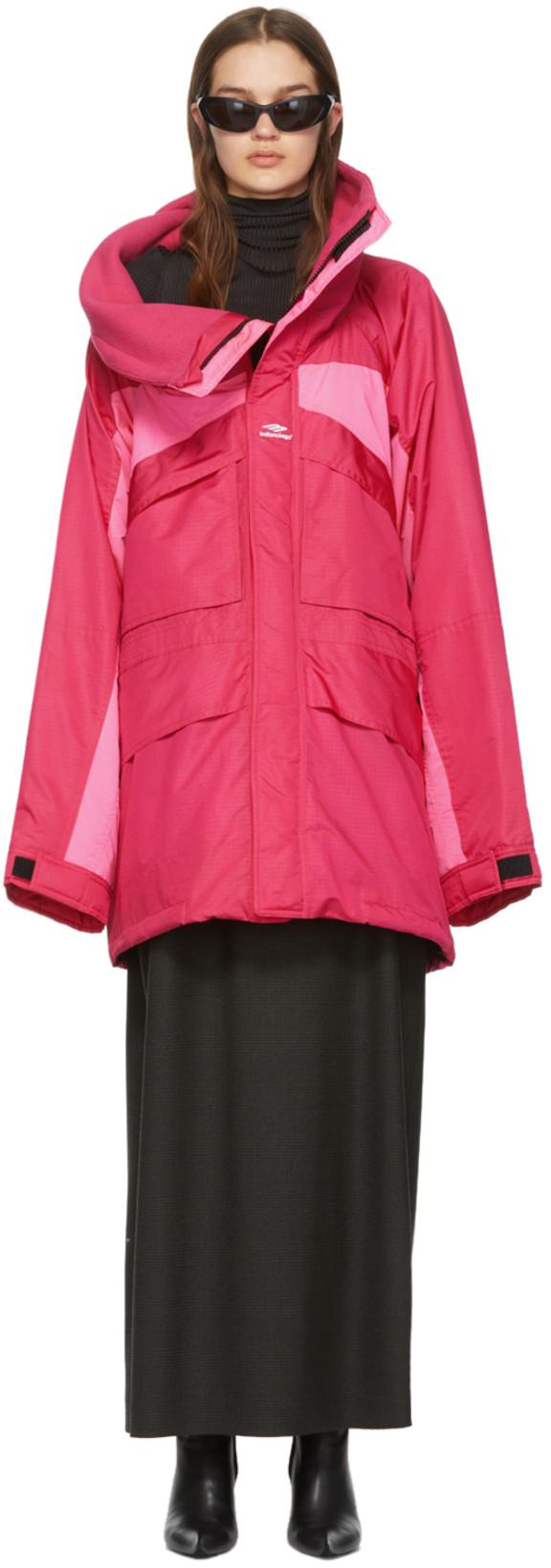 Pink Polyester Coat by BALENCIAGA