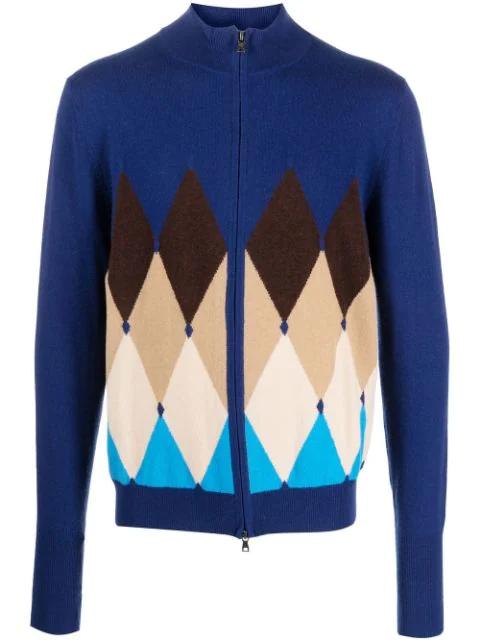 argyle-pattern zip jumper by BALLANTYNE