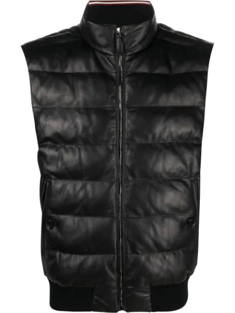 leather puffer gilet by BALLY