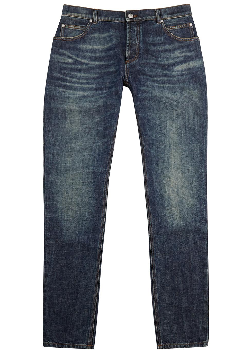 navy blue balmain jeans