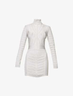 Embossed slim-fit stretch-woven mini dress by BALMAIN