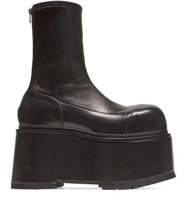 Leather platform boots by BALMAIN