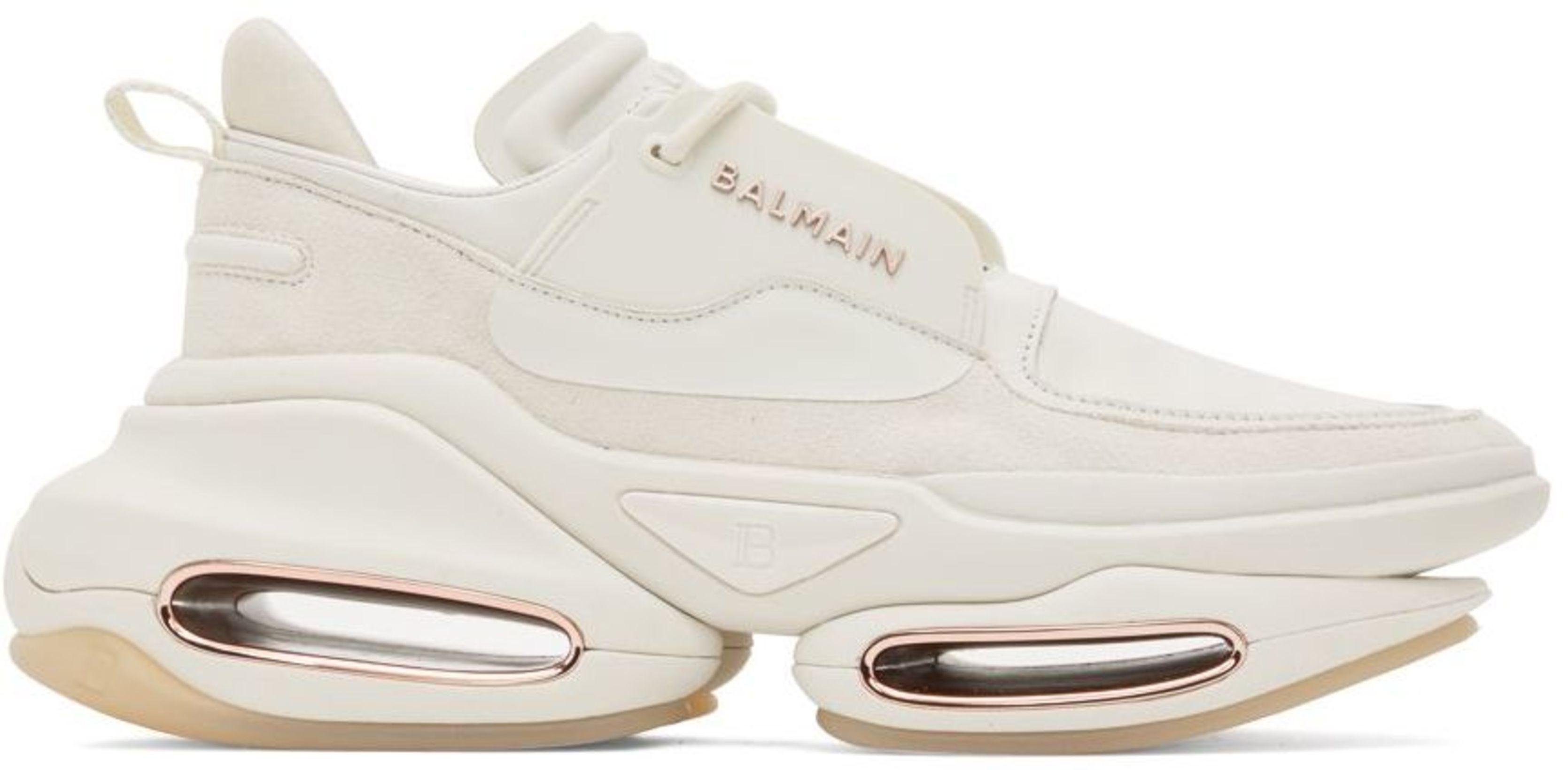 White B-Bold Low-Top Sneakers by BALMAIN