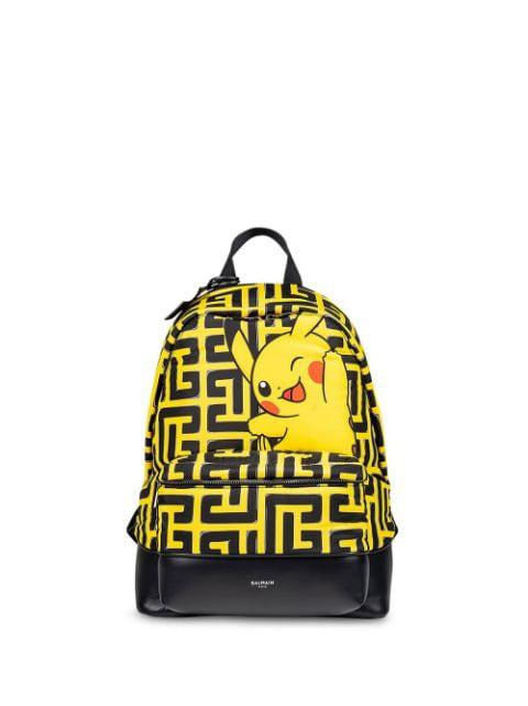 x Pokémon Pikachu-motif monogram backpack by BALMAIN