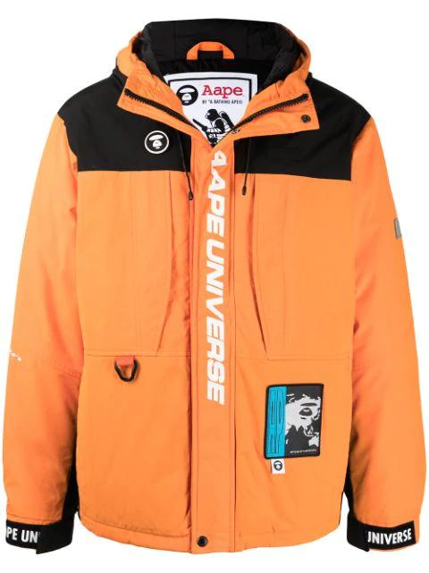 graphic-print hoodied padded jacket by BAPE