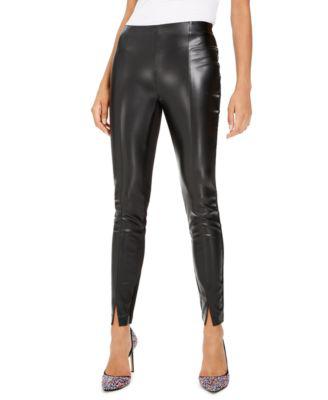 Petite Faux-Leather-Contrast Leggings by BAR III