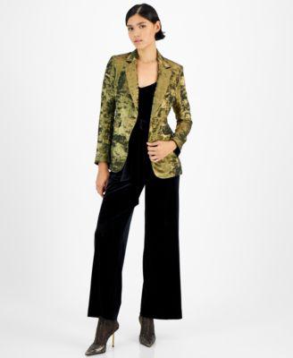 Women's Metallic Notched Collar One-Button Jacket by BAR III