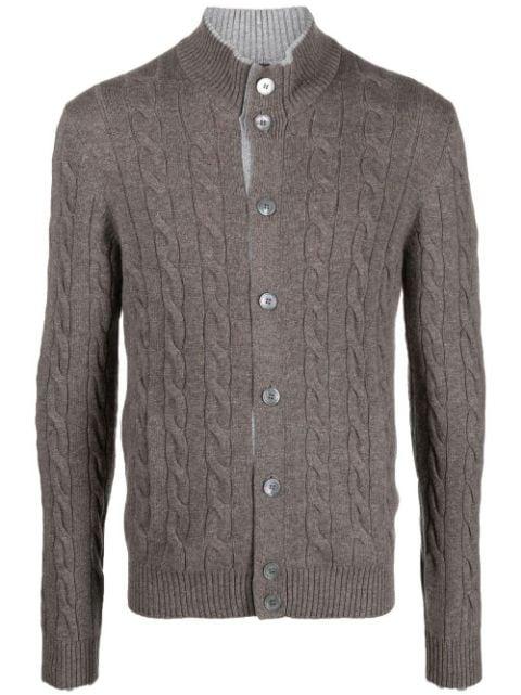 cable-knit button-down cardigan by BARBA