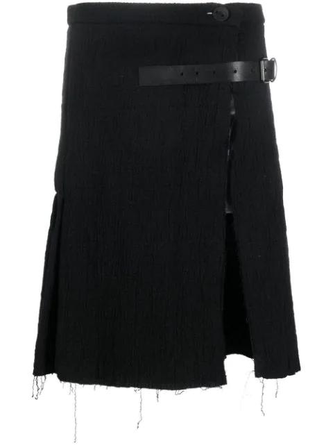 belted distressed midi skirt by BARBARA BOLOGNA