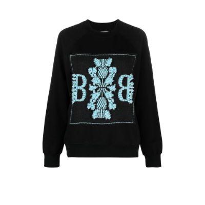 Black Embroidered Cotton Sweatshirt by BARRIE