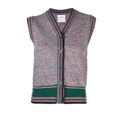 Pink V-Neck Sleeveless Cashmere Cardigan by BARRIE