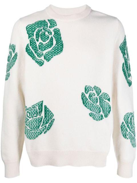 cashmere flower-print jumper by BARRIE