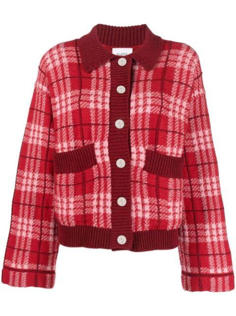 checked cashmere cardigan by BARRIE