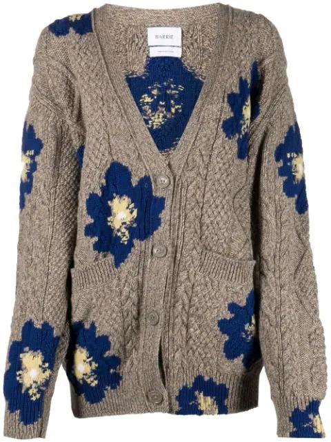 floral cable-knit cardigan by BARRIE