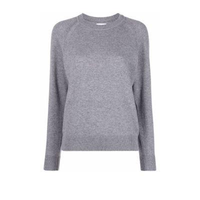 grey crew neck cashmere sweater by BARRIE