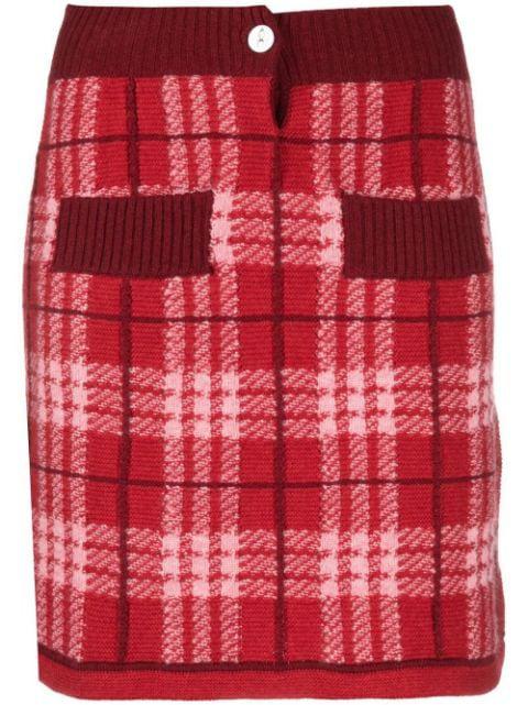 knitted check-print miniskirt by BARRIE