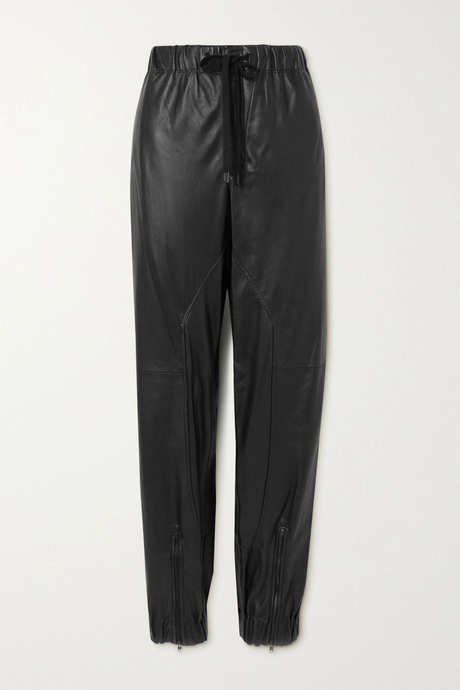 + NET SUSTAIN leather track pants by BASSIKE