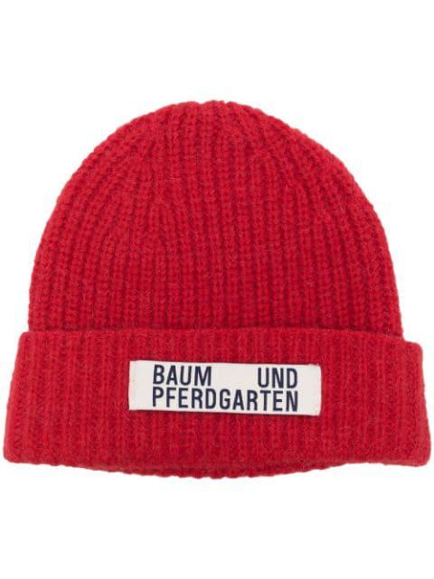 logo-patch ribbed beanie by BAUM UND PFERDGARTEN