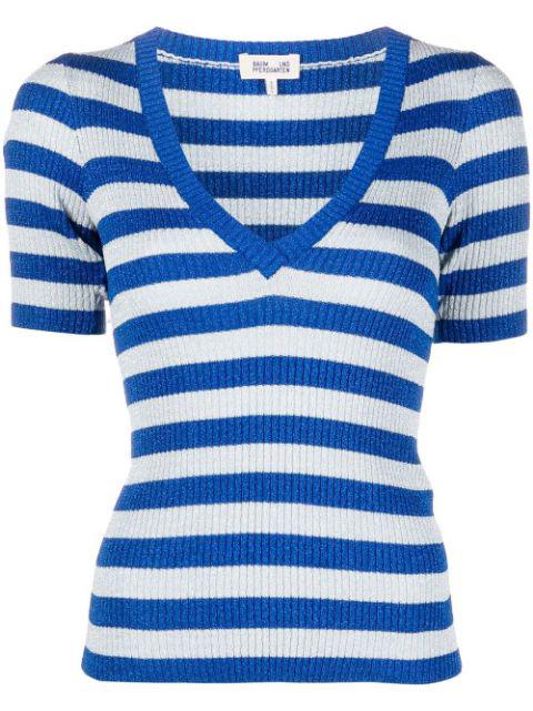 stripe-print v-neck T-shirt by BAUM UND PFERDGARTEN