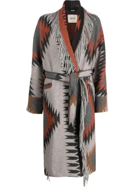 geometric-print fringed cardigan by BAZAR DELUXE