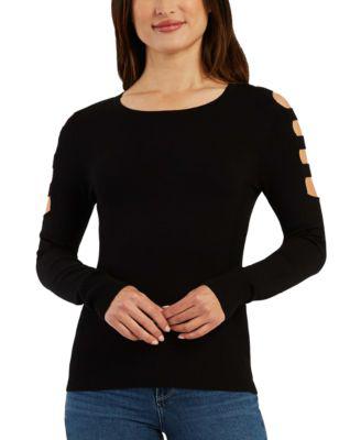 Juniors' Cutout-Sleeve Sweater by BCX