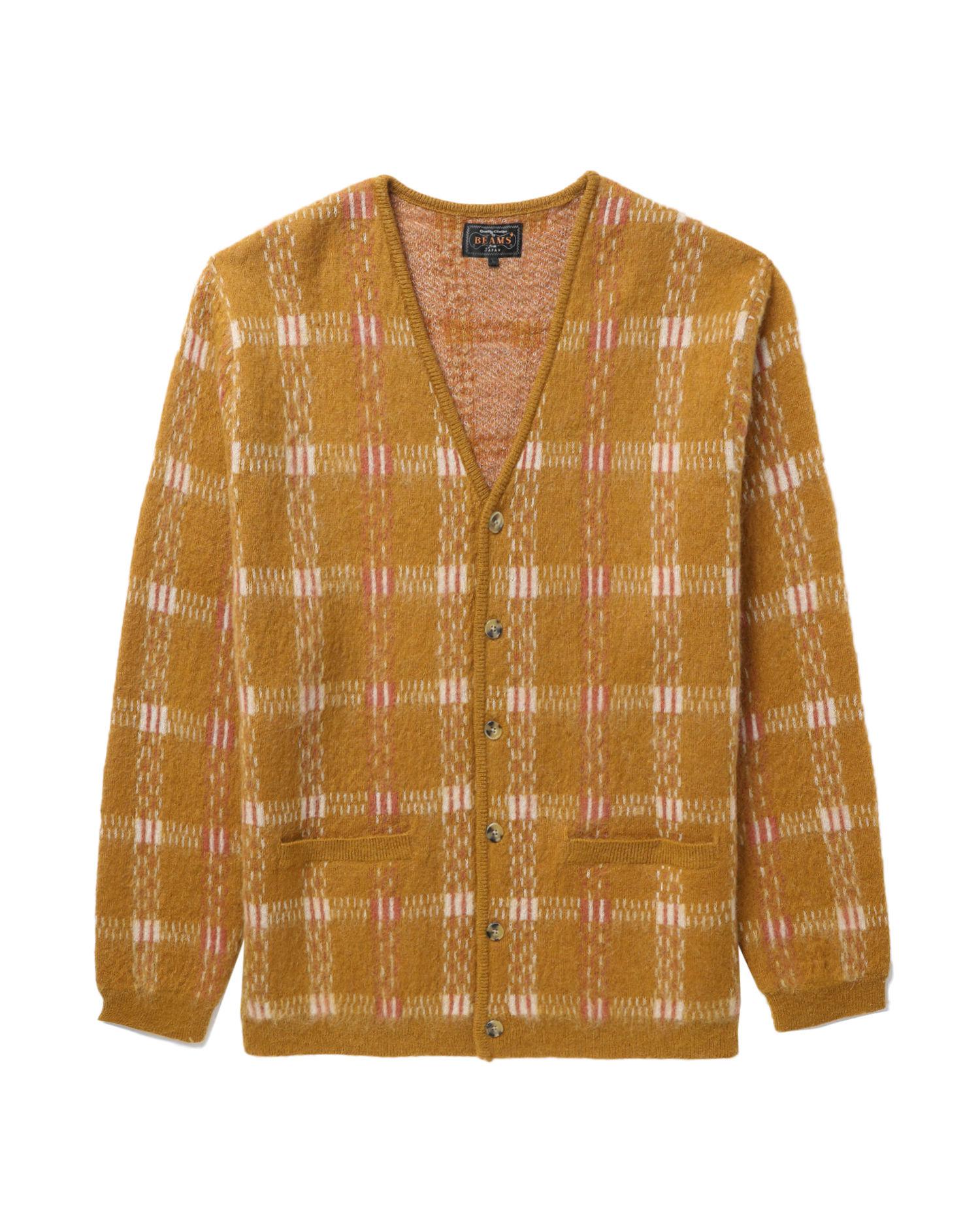 Check knit cardigan by BEAMS PLUS