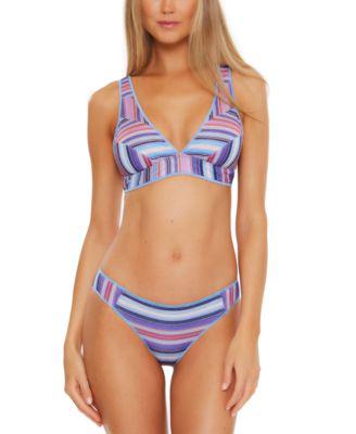 South Coast Teagan Metallic-Stripe Halter Bikini Top & Hipster Bottoms by BECCA