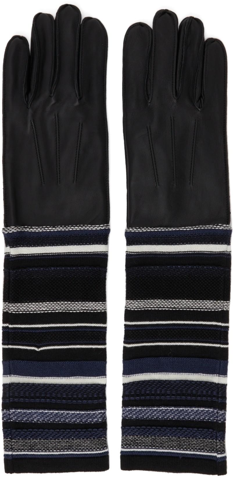 Black Lambskin Knit Gloves by BED J.W. FORD