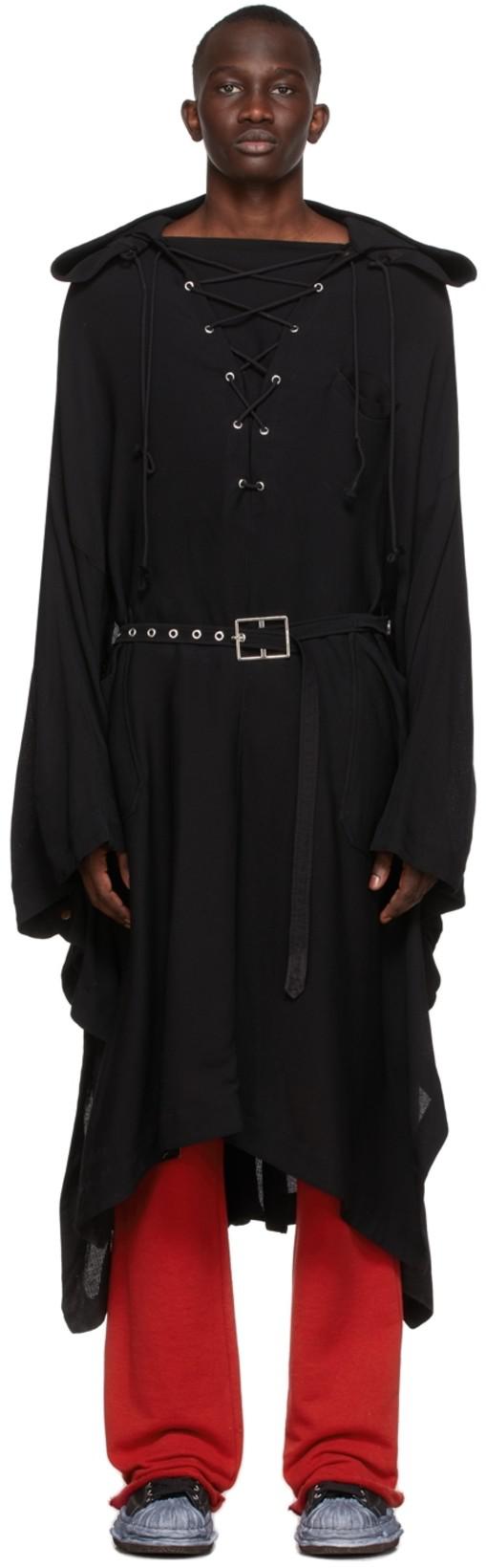 Black Woven Wool Poncho by BED J.W. FORD