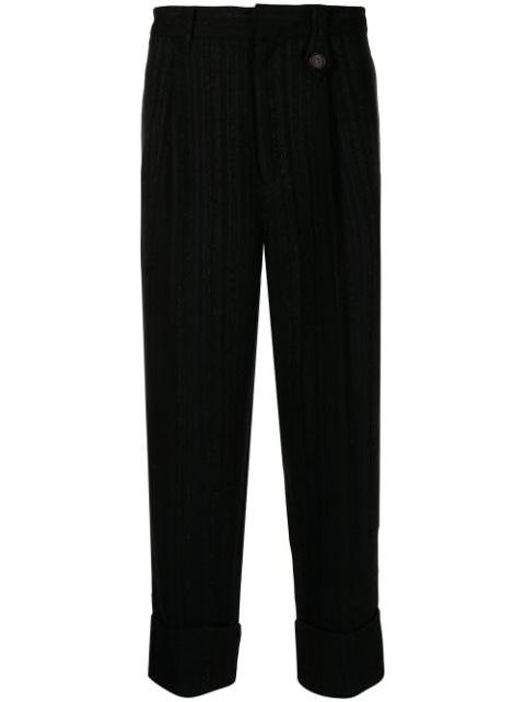 metallic-threaded cropped trousers by BED J.W. FORD