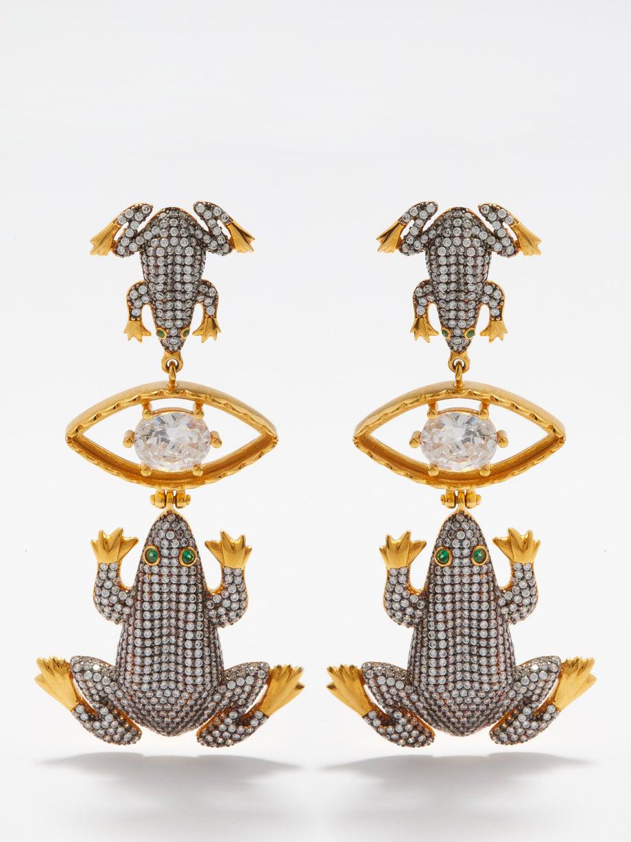 Sinanino crystal & 24kt gold-plated earrings by BEGUM KHAN