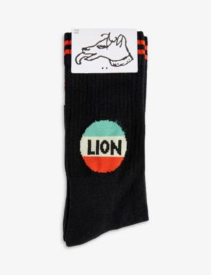 Brand-print ribbed stretch-cotton socks by BELLA FREUD